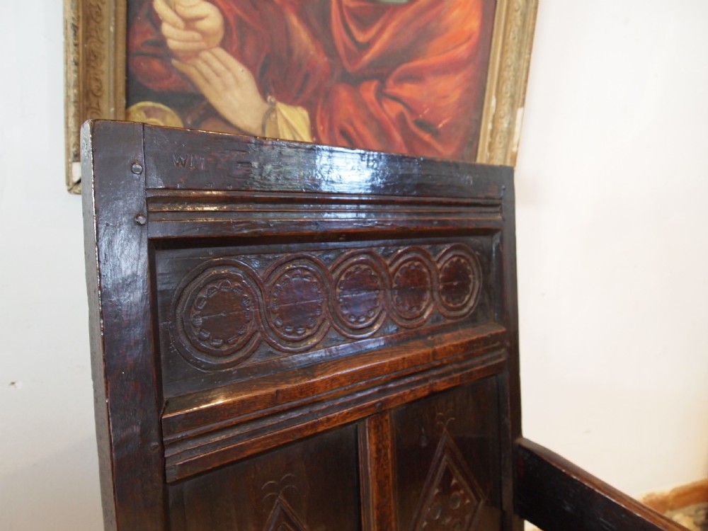 Chair stunning Oak Wainscot Yorkshire/Derbyshire Charles II c1660 View XVI