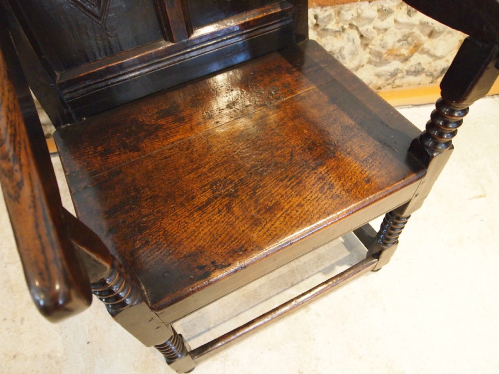 Chair stunning Oak Wainscot Yorkshire/Derbyshire Charles II c1660 View XIX
