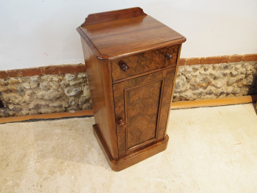 Bedside cabinet cupboard Victorian Burr Walnut c1860