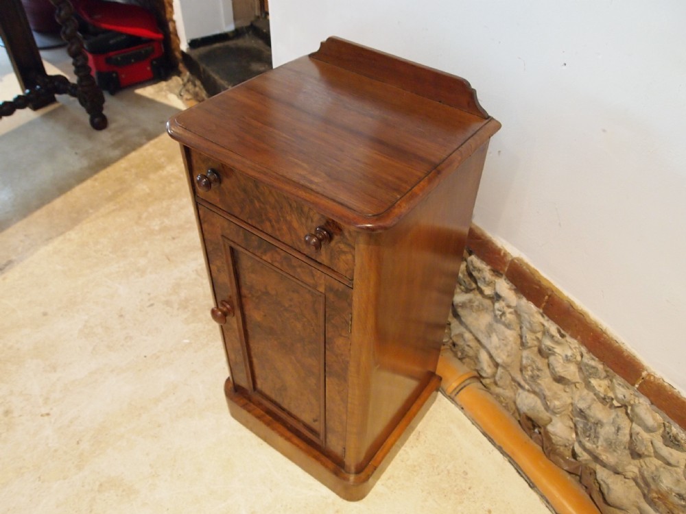 Bedside cabinet cupboard Victorian Burr Walnut c1860 View IV