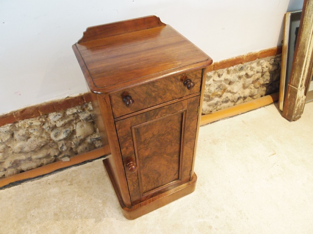 Bedside cabinet cupboard Victorian Burr Walnut c1860 View V