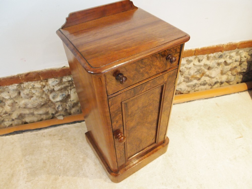 Bedside cabinet cupboard Victorian Burr Walnut c1860 View VII