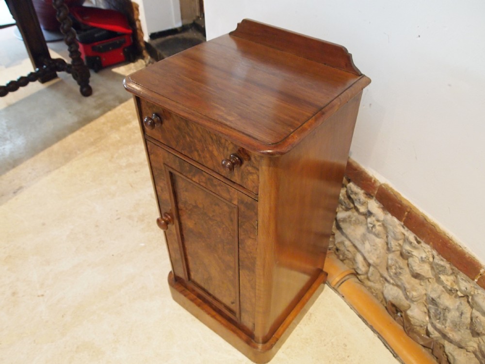 Bedside cabinet cupboard Victorian Burr Walnut c1860 View VIII