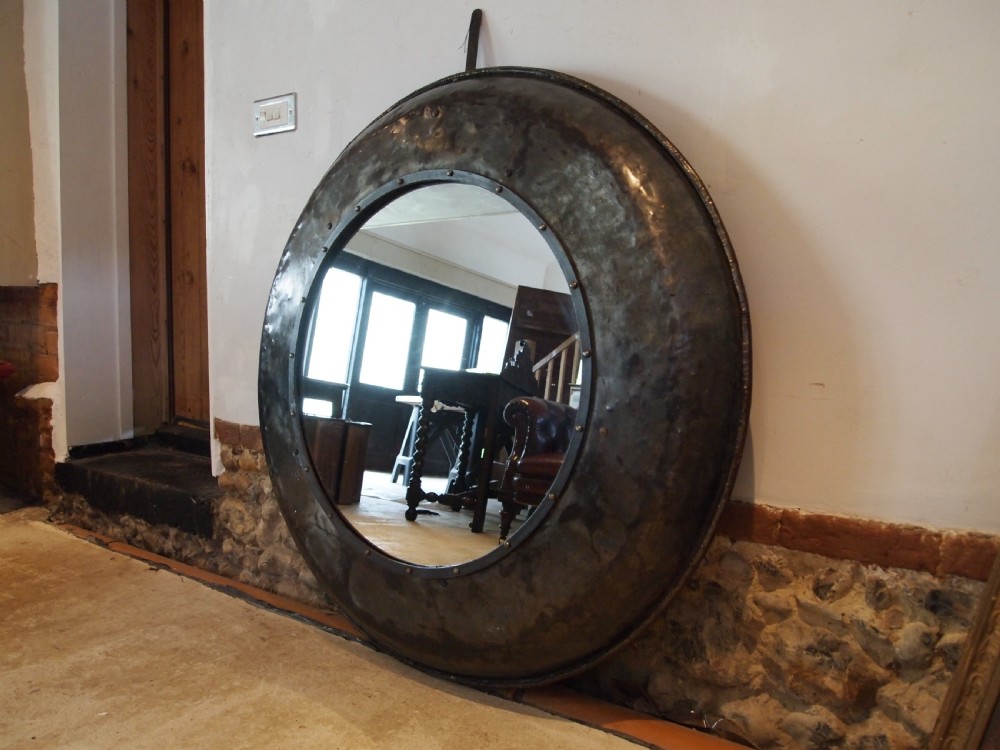 Mirror large industrial metal c1900 View V