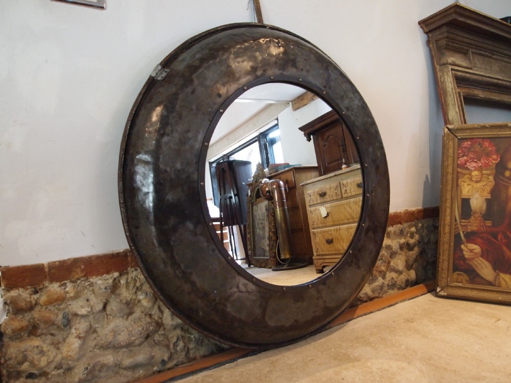 Mirror large industrial metal c1900 View X