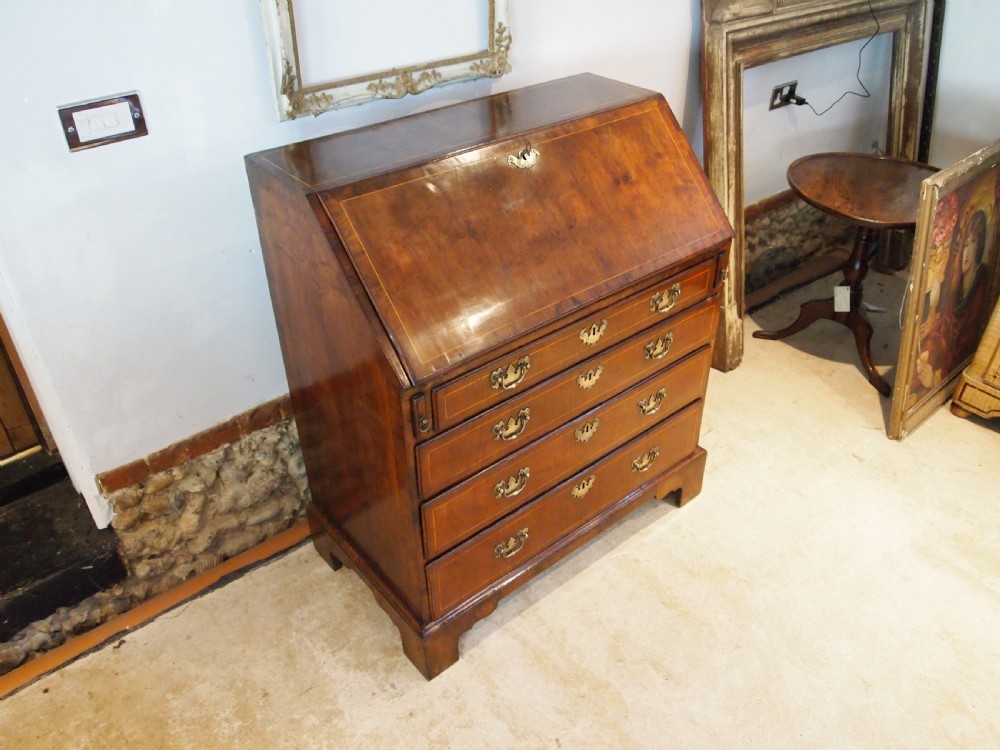 Bureau George II Walnut original brasses small c1740 View XX