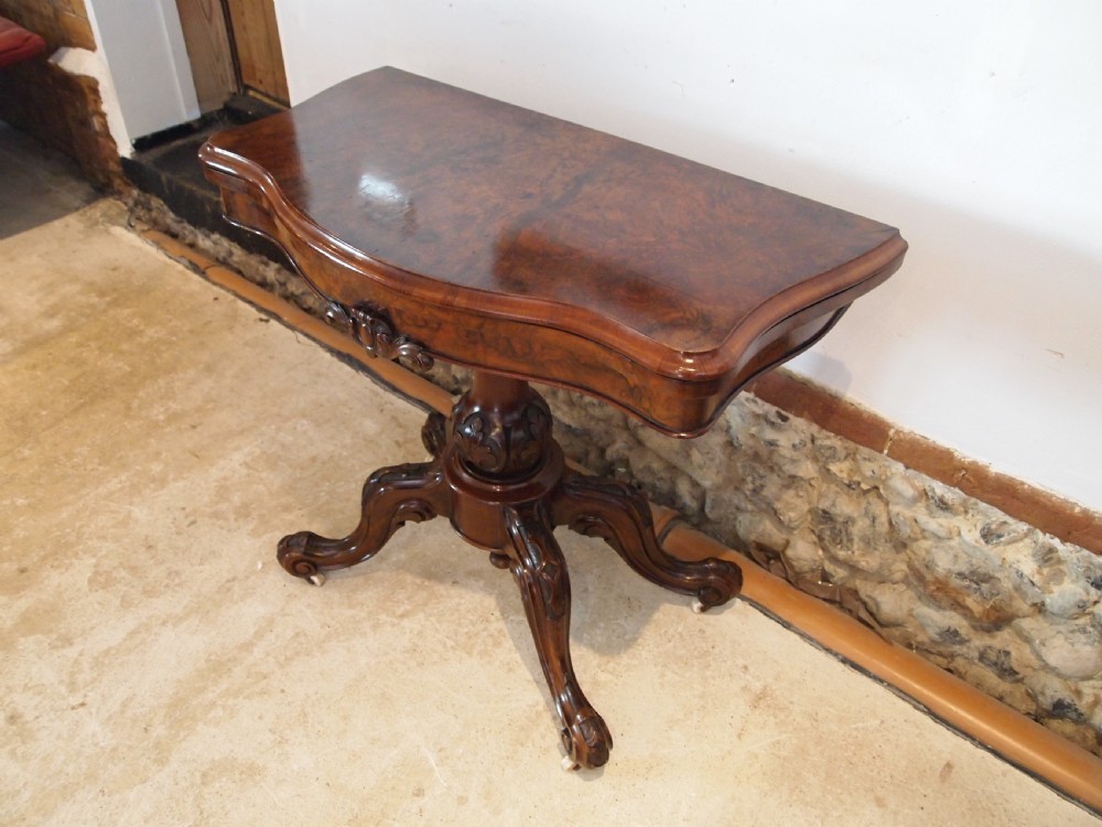 Table rare fine card hall lamp console burr Walnut I Waterer Chertsey c1830
