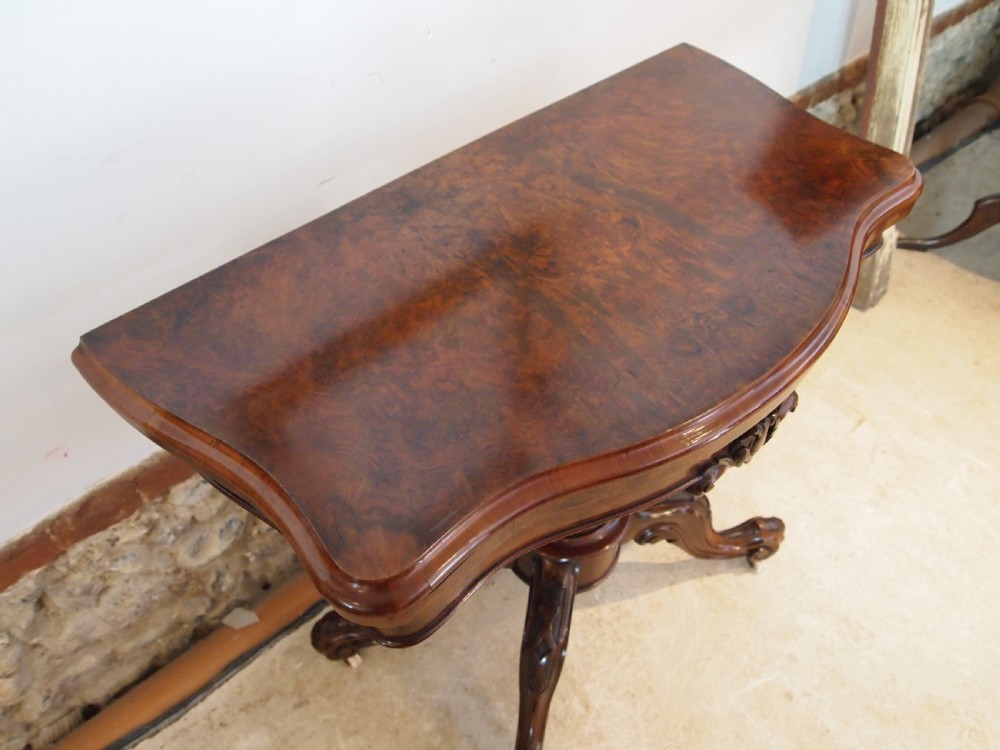 Table rare fine card hall lamp console burr Walnut I Waterer Chertsey c1830 View II