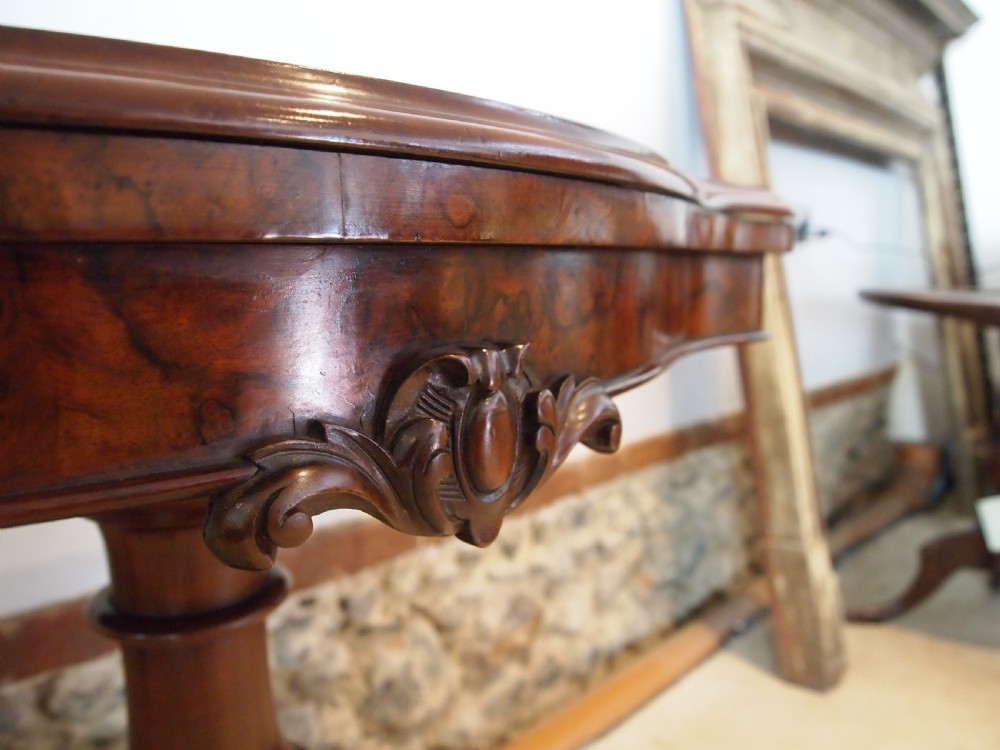 Table rare fine card hall lamp console burr Walnut I Waterer Chertsey c1830 View III