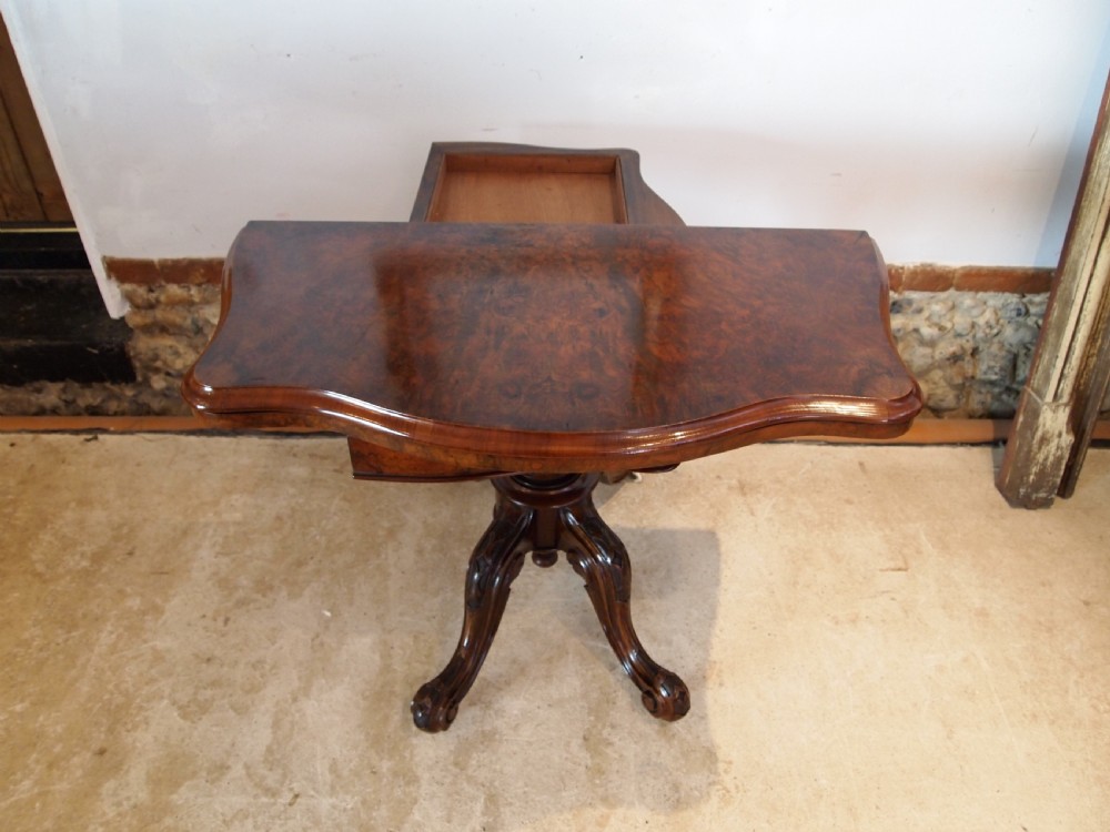 Table rare fine card hall lamp console burr Walnut I Waterer Chertsey c1830 View VII