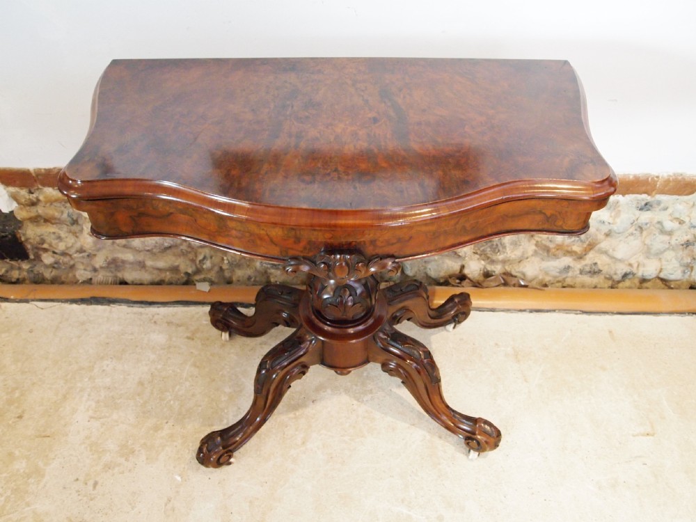 Table rare fine card hall lamp console burr Walnut I Waterer Chertsey c1830 View XI