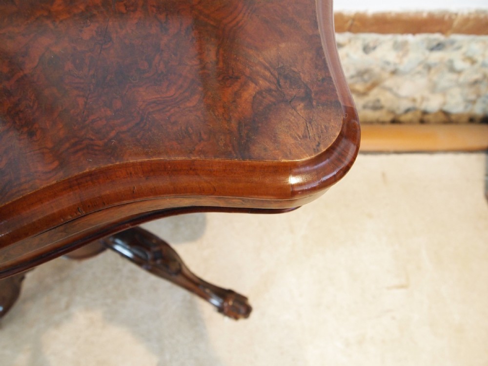 Table rare fine card hall lamp console burr Walnut I Waterer Chertsey c1830 View XIII