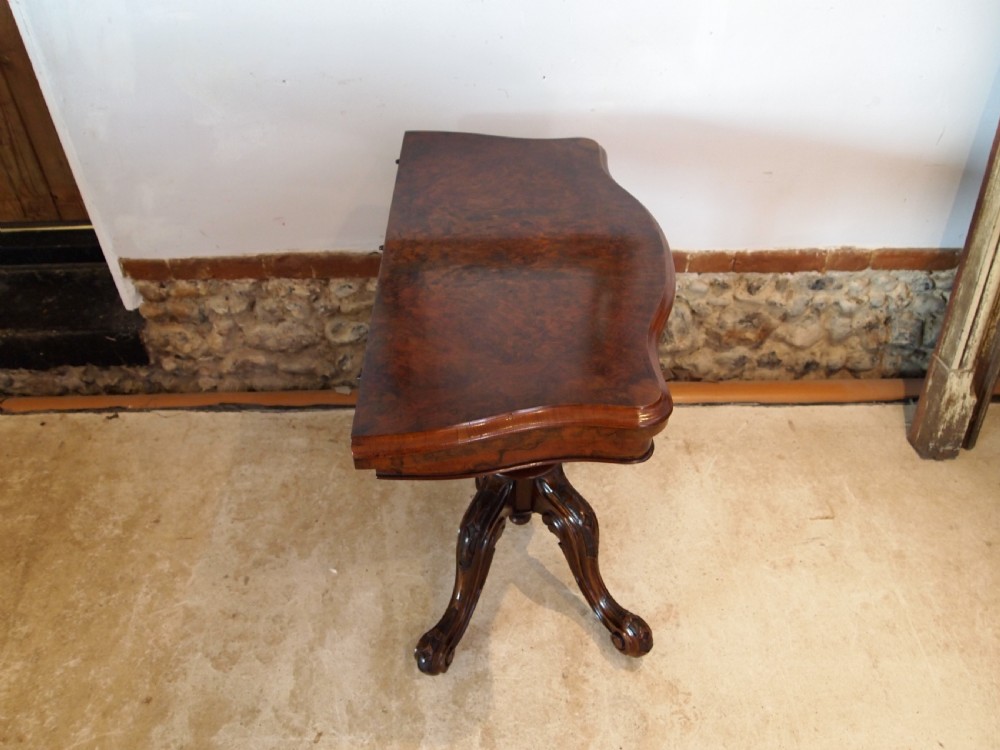 Table rare fine card hall lamp console burr Walnut I Waterer Chertsey c1830 View XIV