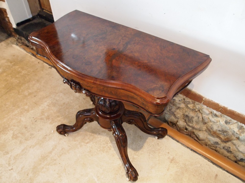 Table rare fine card hall lamp console burr Walnut I Waterer Chertsey c1830 View XV