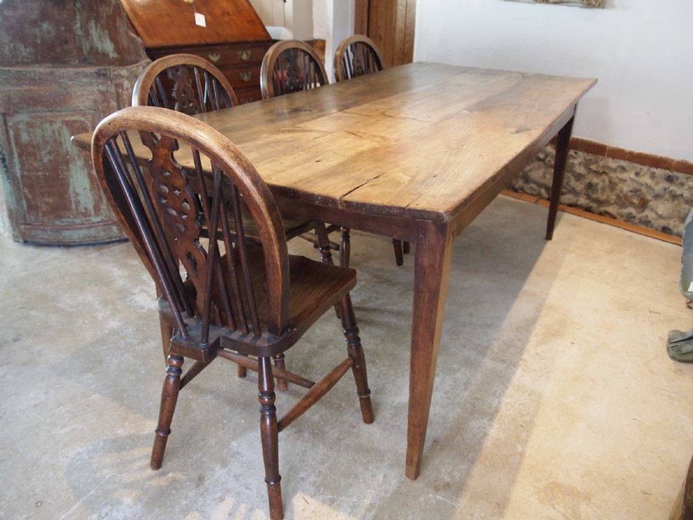 Table refectory farmhouse dining rustic French Oak and Birch c1840 View V