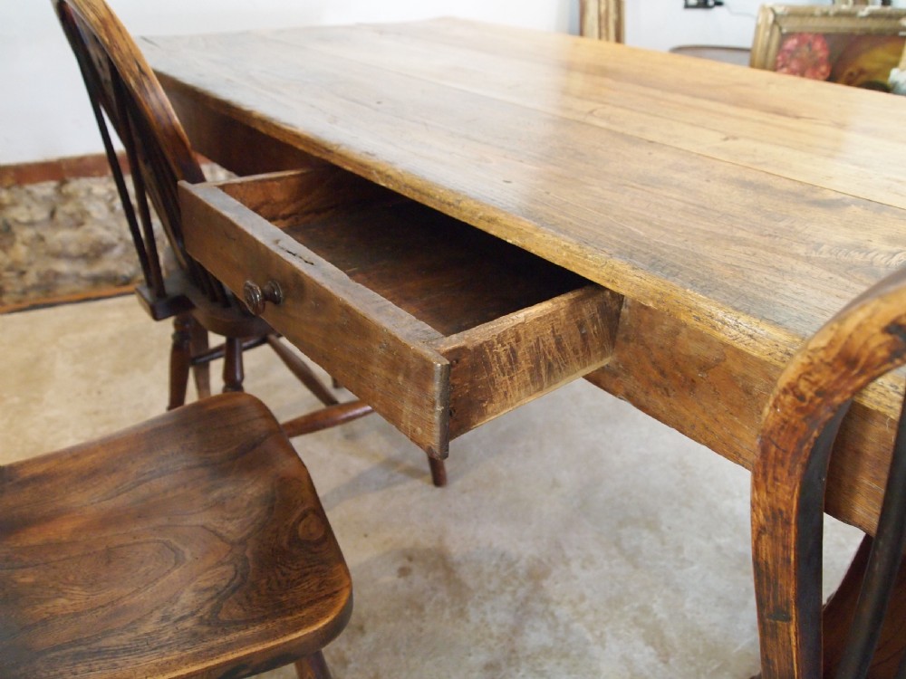 Table refectory farmhouse dining rustic French Oak and Birch c1840 View IX