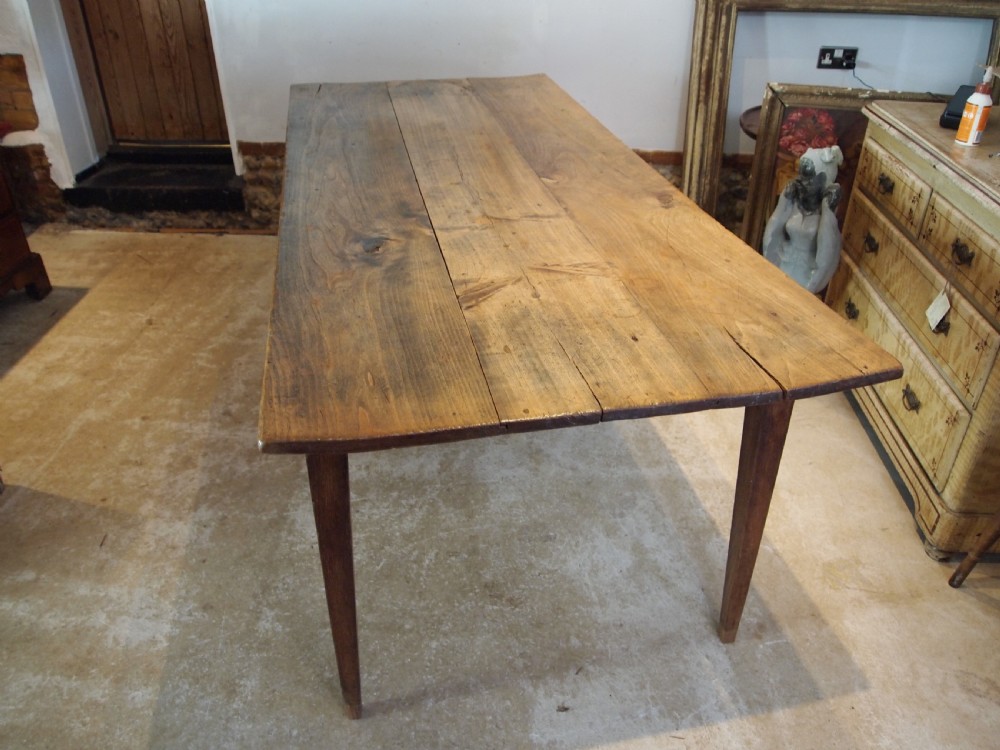 Table refectory farmhouse dining rustic French Oak and Birch c1840 View X