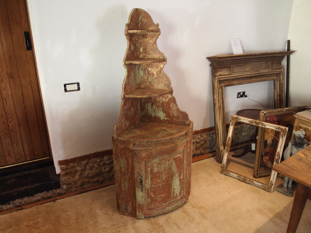 Cupboard cabinet corner French original paint rustic c1780