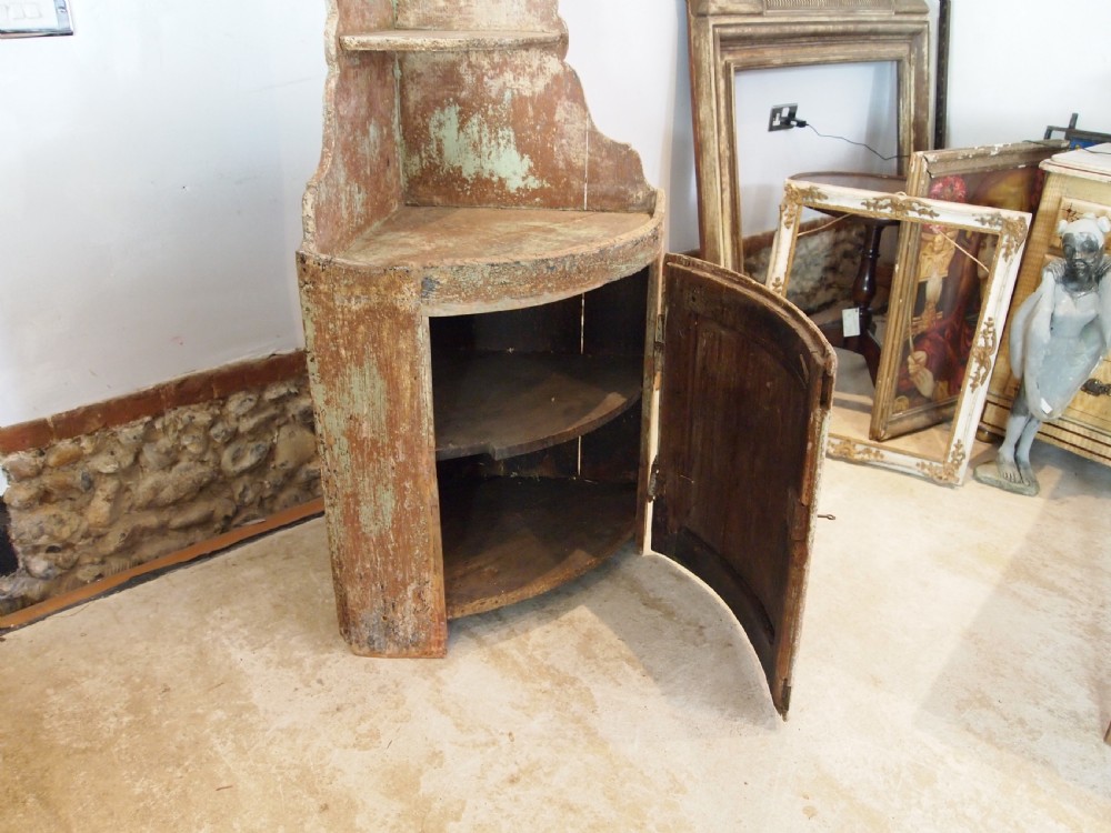 Cupboard cabinet corner French original paint rustic c1780 View IV