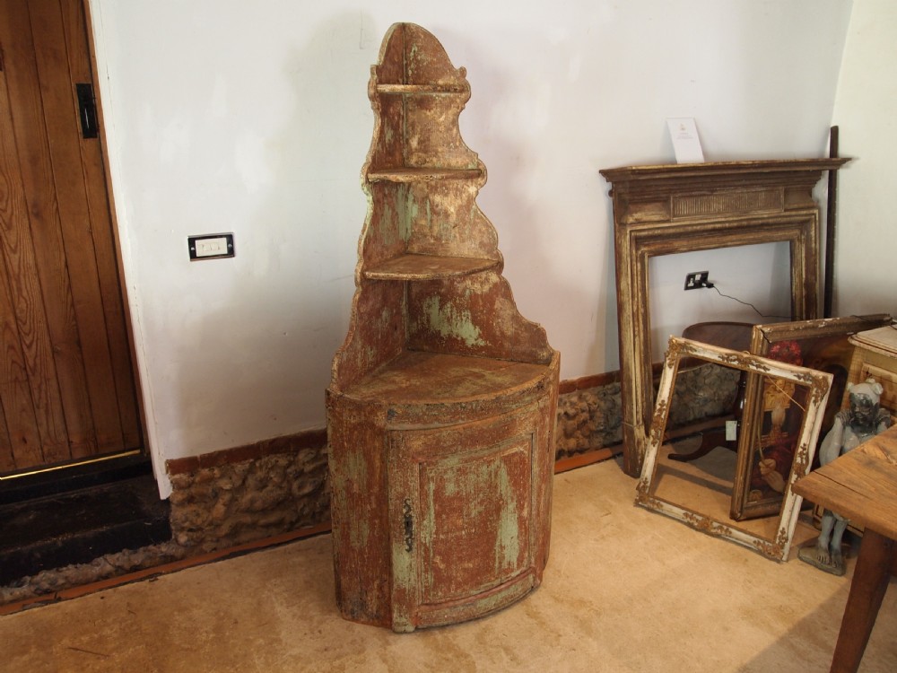 Cupboard cabinet corner French original paint rustic c1780 View IX