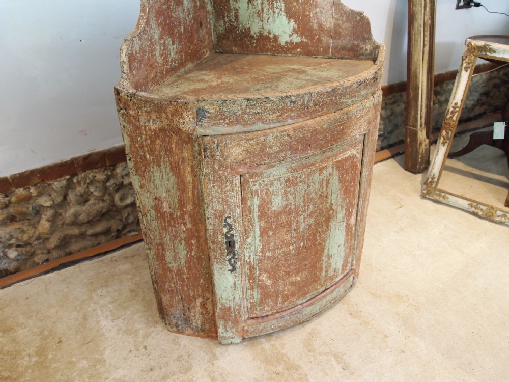 Cupboard cabinet corner French original paint rustic c1780 View XI