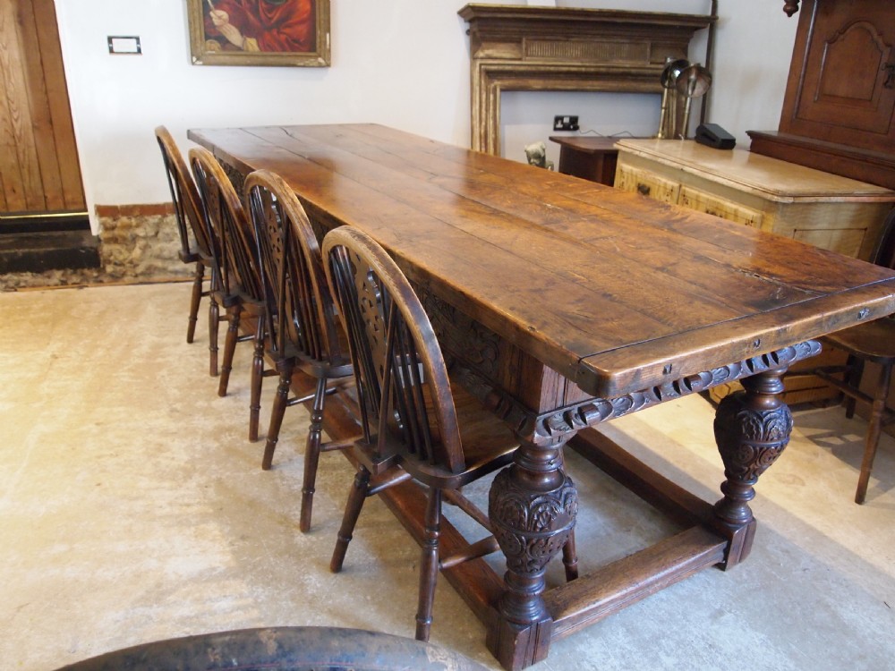 Table refectory farmhouse dining Victorian Oak c1850 View IX