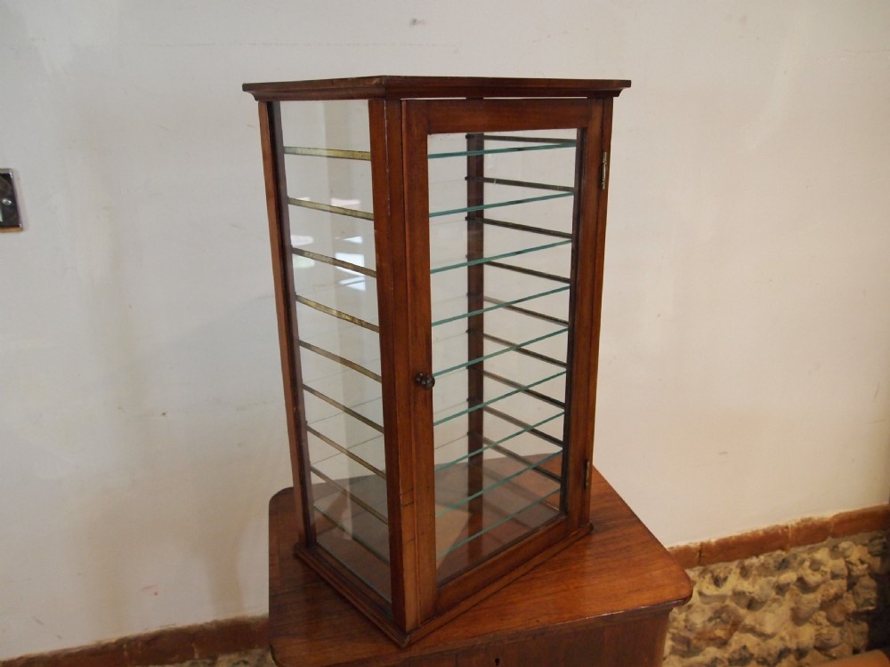Cabinet display collectors Edwardian shop haberdashery Mahogany c1900 View II