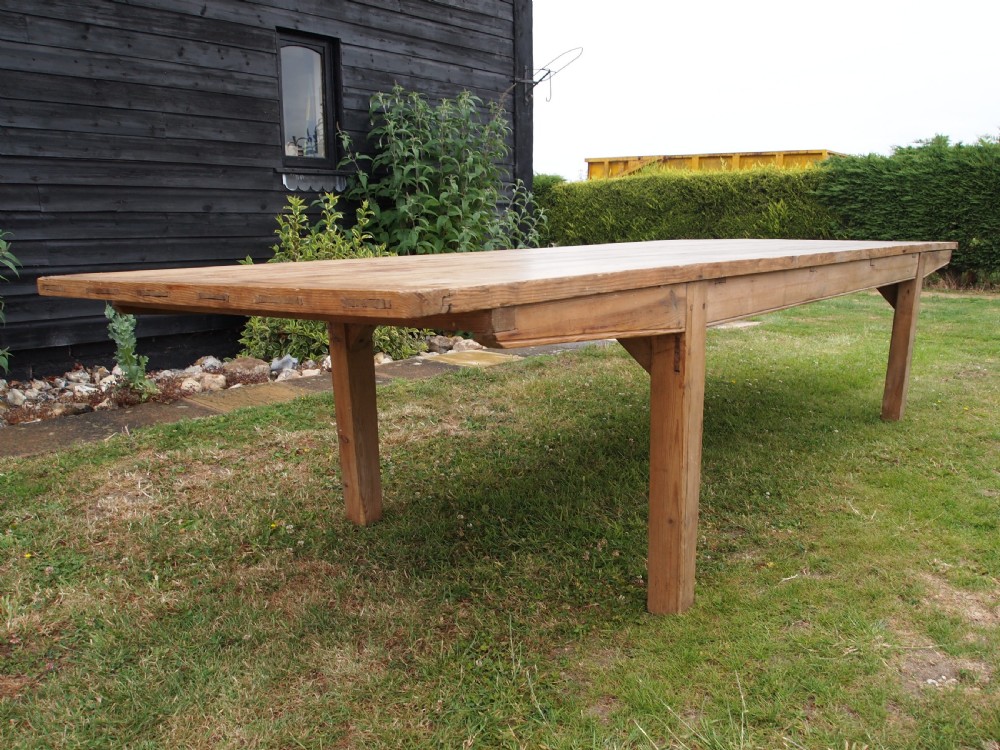 Table Huge Edwardian refectory farmhouse dining c1900 View IV
