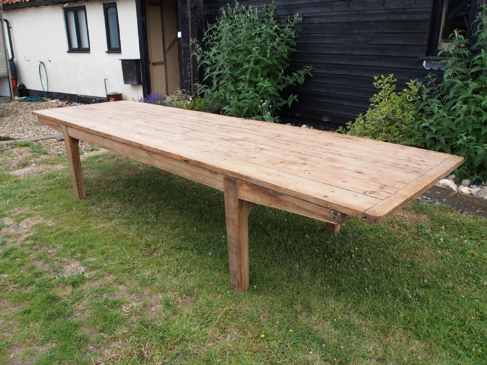 Table Huge Edwardian refectory farmhouse dining c1900 View IX