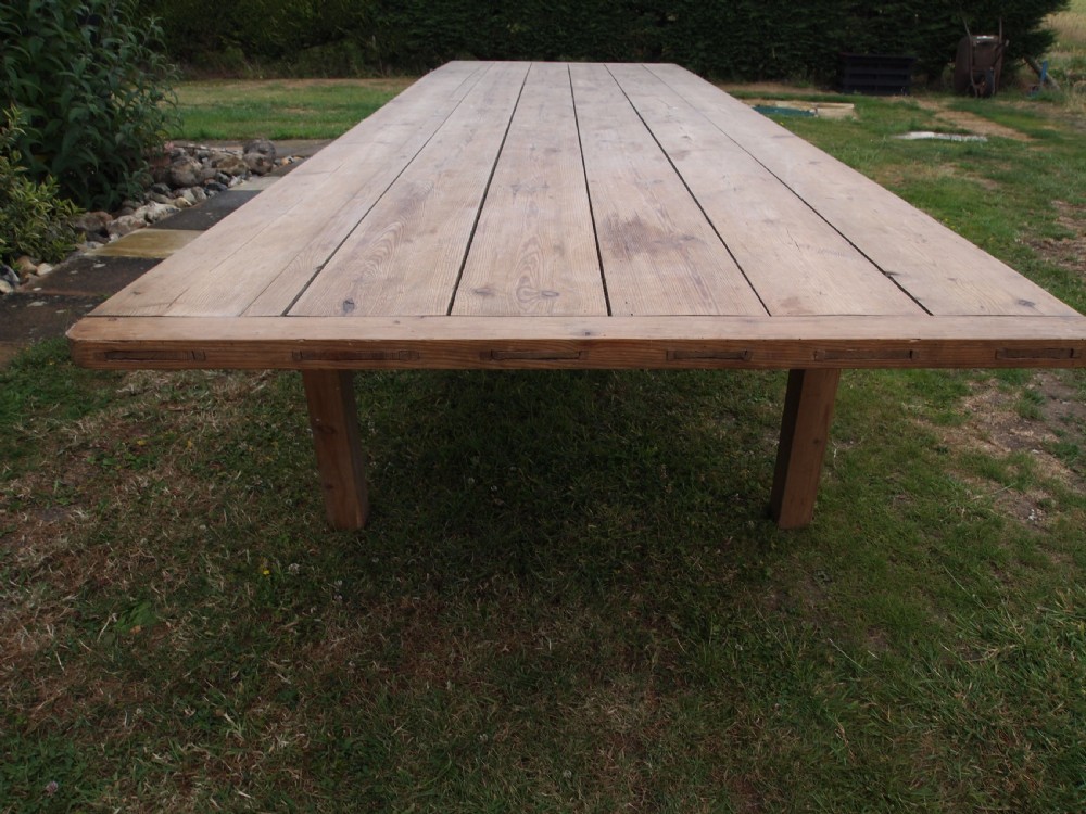 Table Huge Edwardian refectory farmhouse dining c1900 View XII