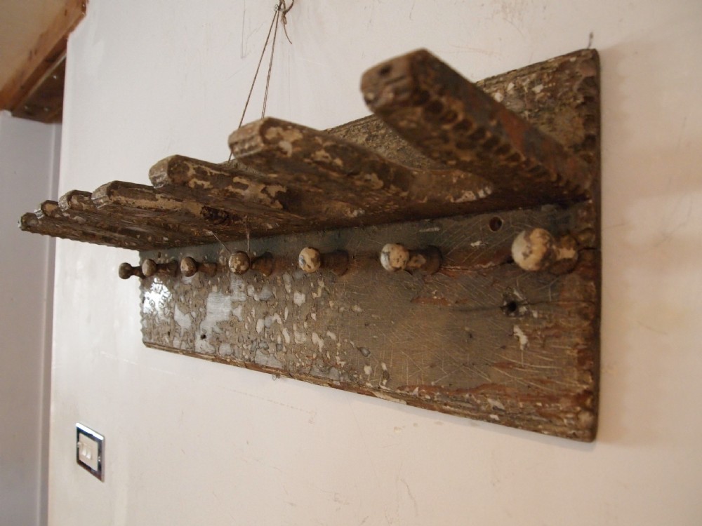 Coat and boot rack rare 18th Century Elm primitive c1740
