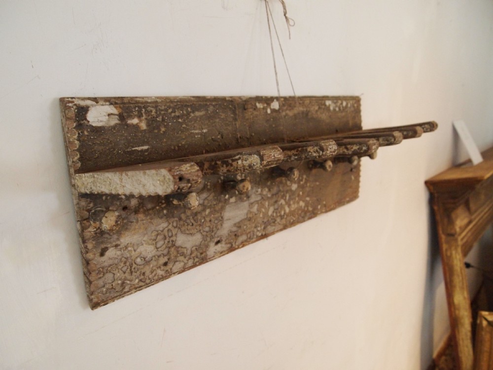 Coat and boot rack rare 18th Century Elm primitive c1740 View II