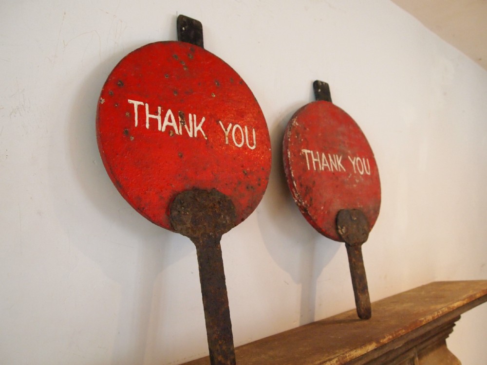 Signs pair heavy Victorian cast Iron keep off the grass c1880 View V