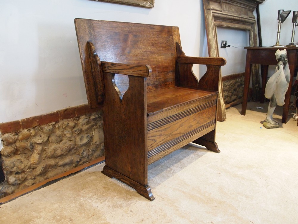 Monks bench Arts and Crafts Oak Liberty & Co c1907