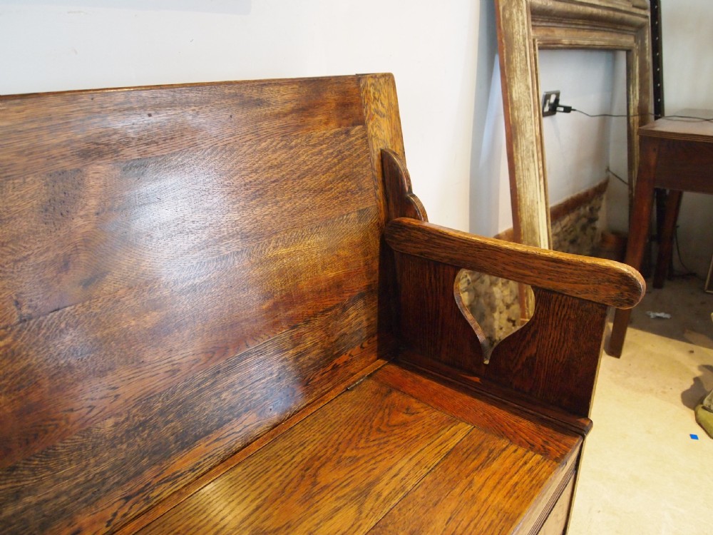 Monks bench Arts and Crafts Oak Liberty & Co c1907 View II