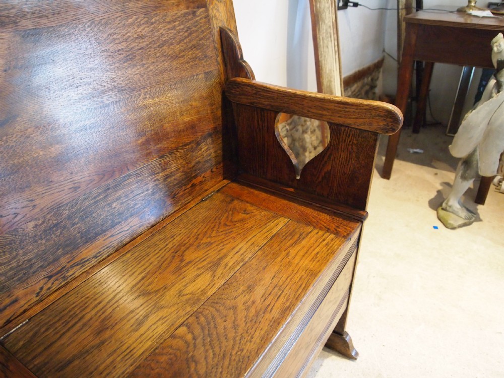 Monks bench Arts and Crafts Oak Liberty & Co c1907 View IX