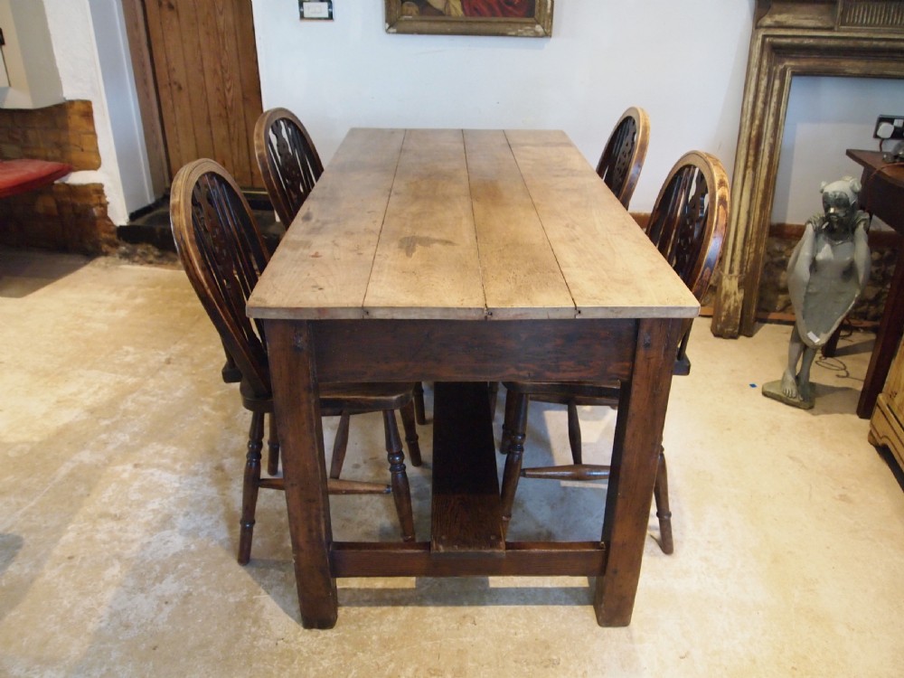 Table refectory farmhouse dining Victorian Pine and Sycamore c1880 View II