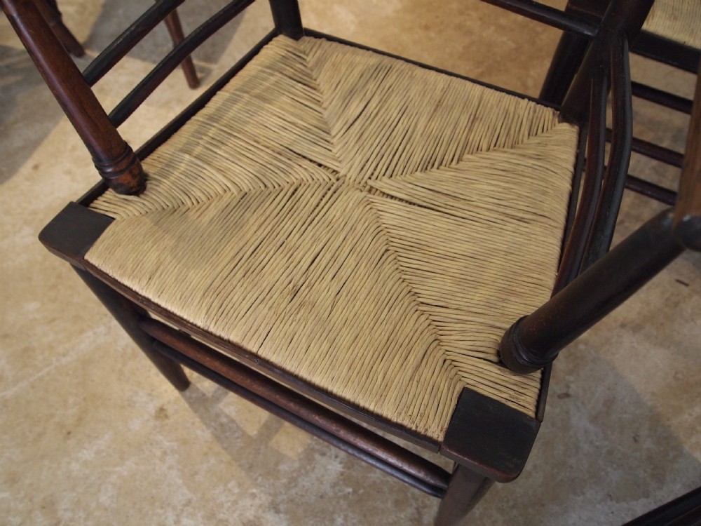 Chairs rare set of six Arts and Crafts Ash Morris style armchairs c1890 View IX