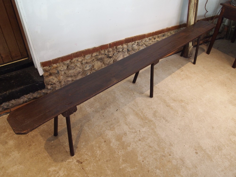 Bench settle rare primitive Pine Yorkshire c1820 View VIII