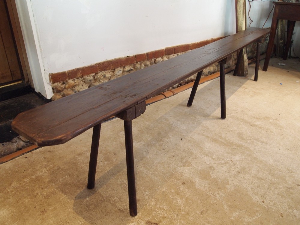 Bench settle rare primitive Pine Yorkshire c1820 View IX