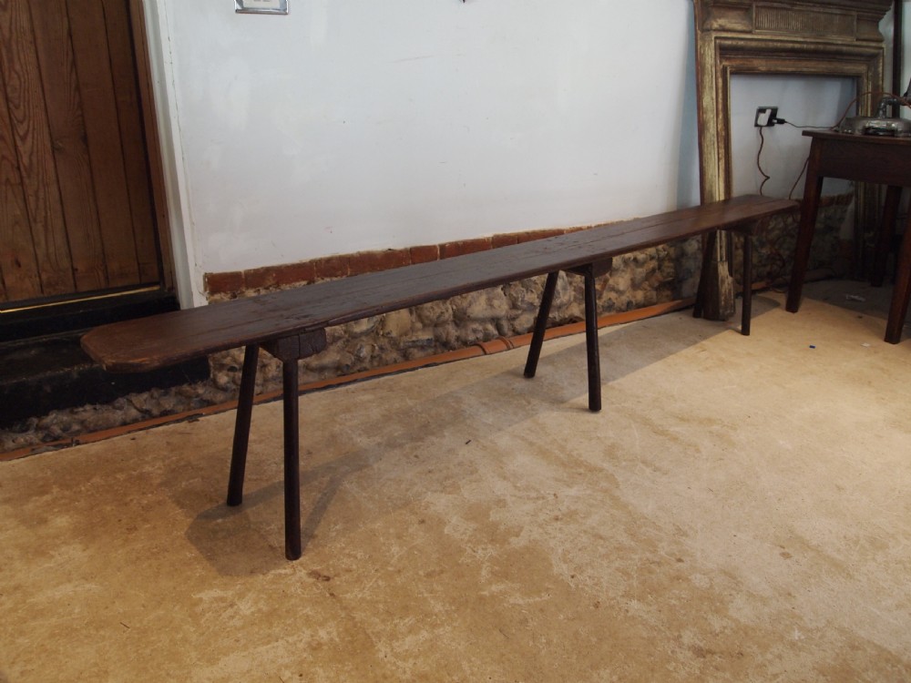 Bench settle rare primitive Pine Yorkshire c1820 View X