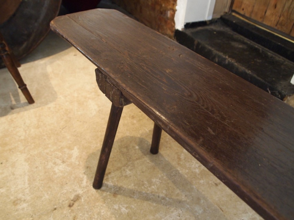 Bench settle rare primitive Pine Yorkshire c1820 View XI