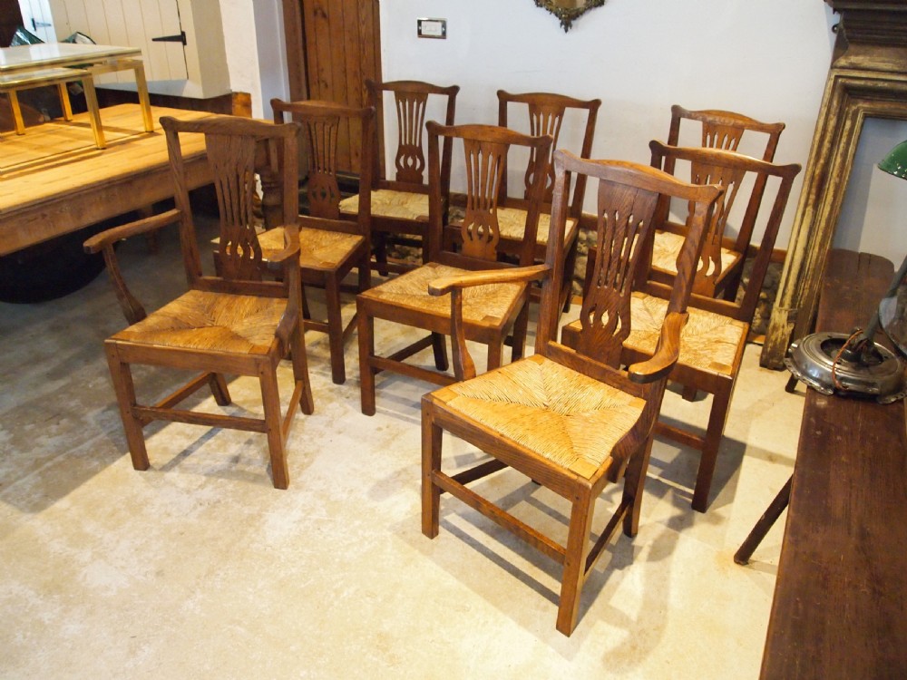 Chairs rare set of George III Oak kitchen dining Clarkson Wolverhampton c1800 View IV