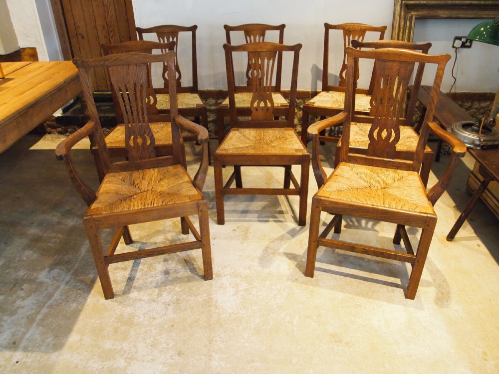 Chairs rare set of George III Oak kitchen dining Clarkson Wolverhampton c1800 View V