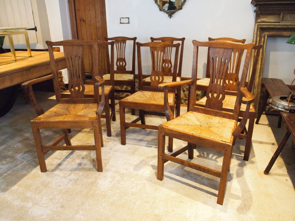 Chairs rare set of George III Oak kitchen dining Clarkson Wolverhampton c1800 View XII