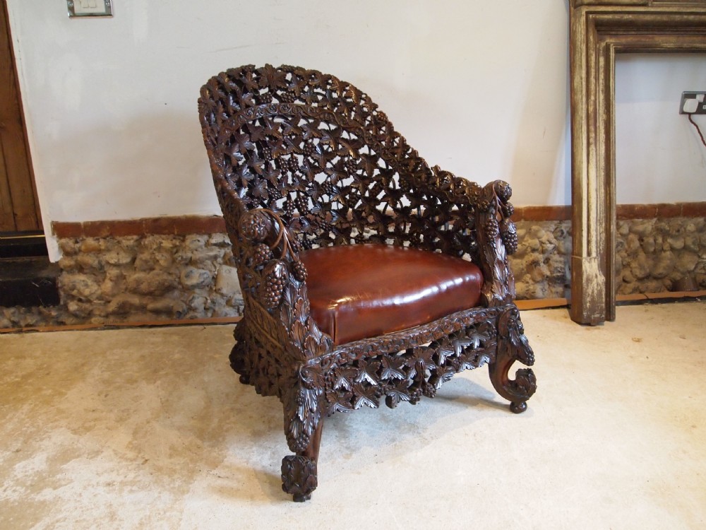 Chair 'the finest' Burmese easy chair Victorian period c1880