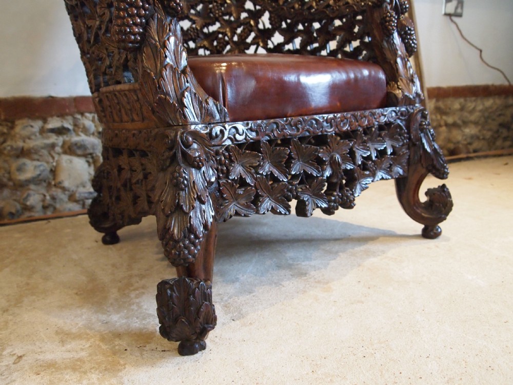 Chair 'the finest' Burmese easy chair Victorian period c1880 View II