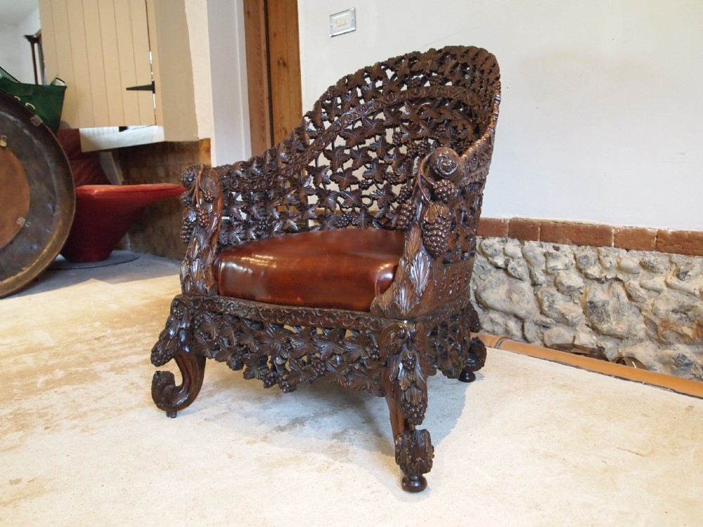 Chair 'the finest' Burmese easy chair Victorian period c1880 View IV