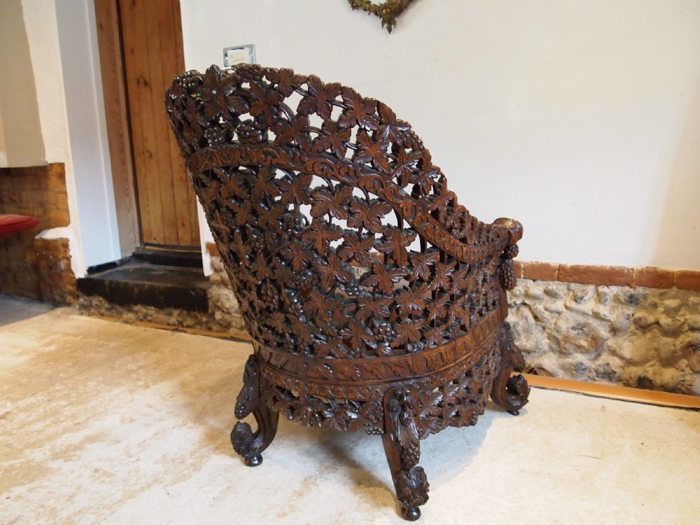Chair 'the finest' Burmese easy chair Victorian period c1880 View VI