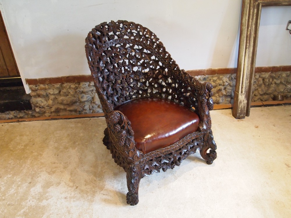 Chair 'the finest' Burmese easy chair Victorian period c1880 View IX